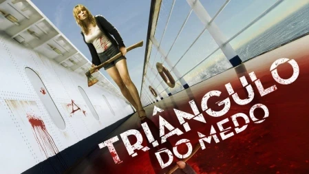 Melissa George em cena tensa no navio amaldiçoado do filme Triângulo do Medo (2009)